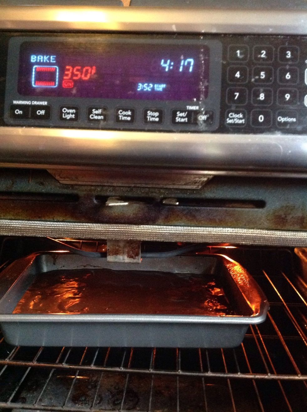 Now, just pop your brownie bars into the oven. Make sure it's at 350 degrees.