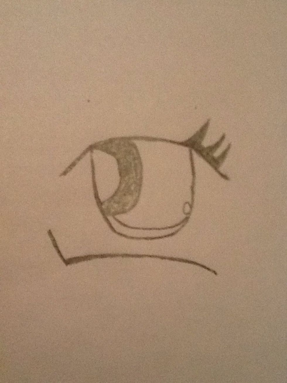 Now just start drawing your eye lashes and just shade them in.
