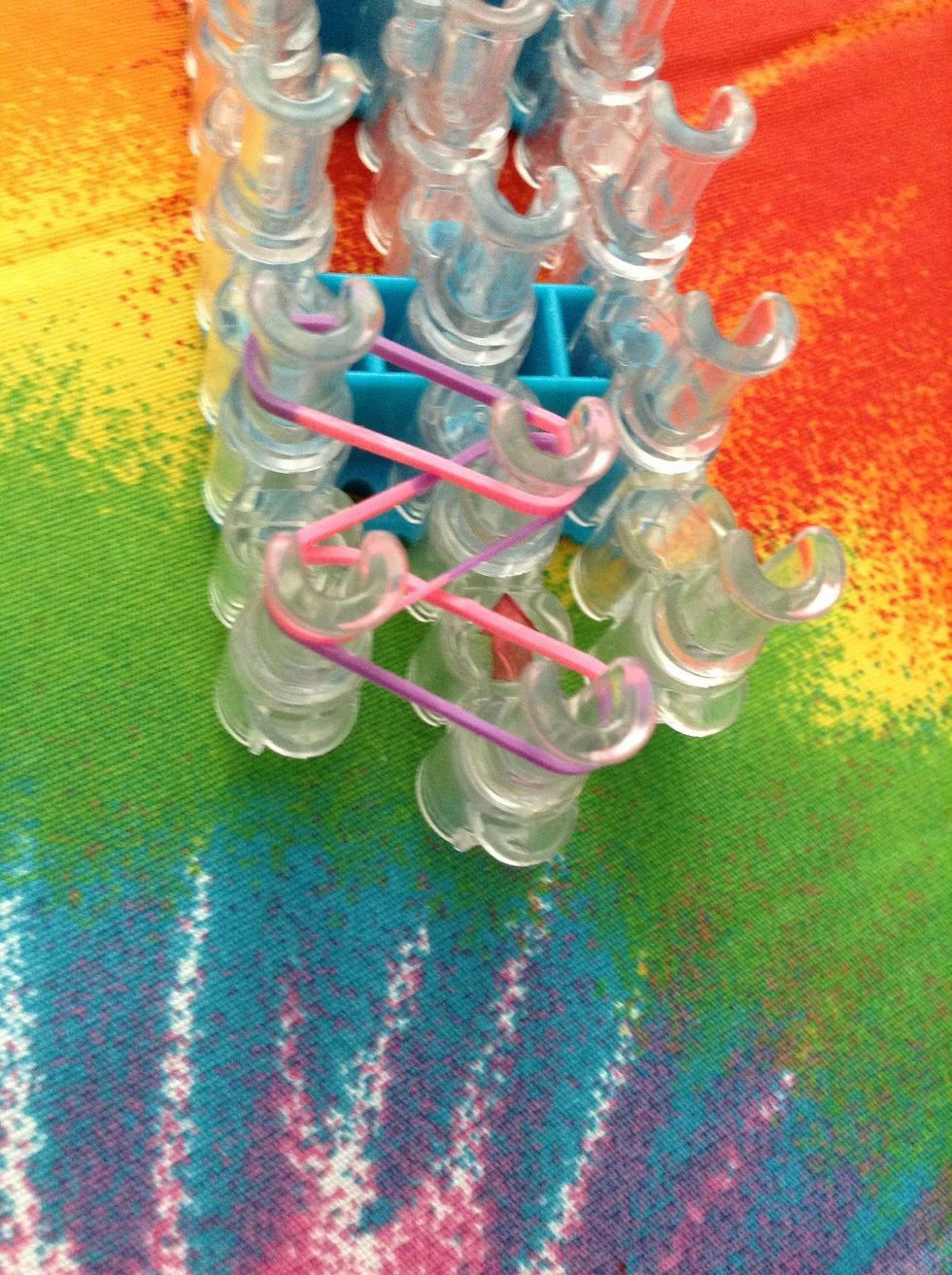 now keep doing this pattern until you get to the end of the loom.