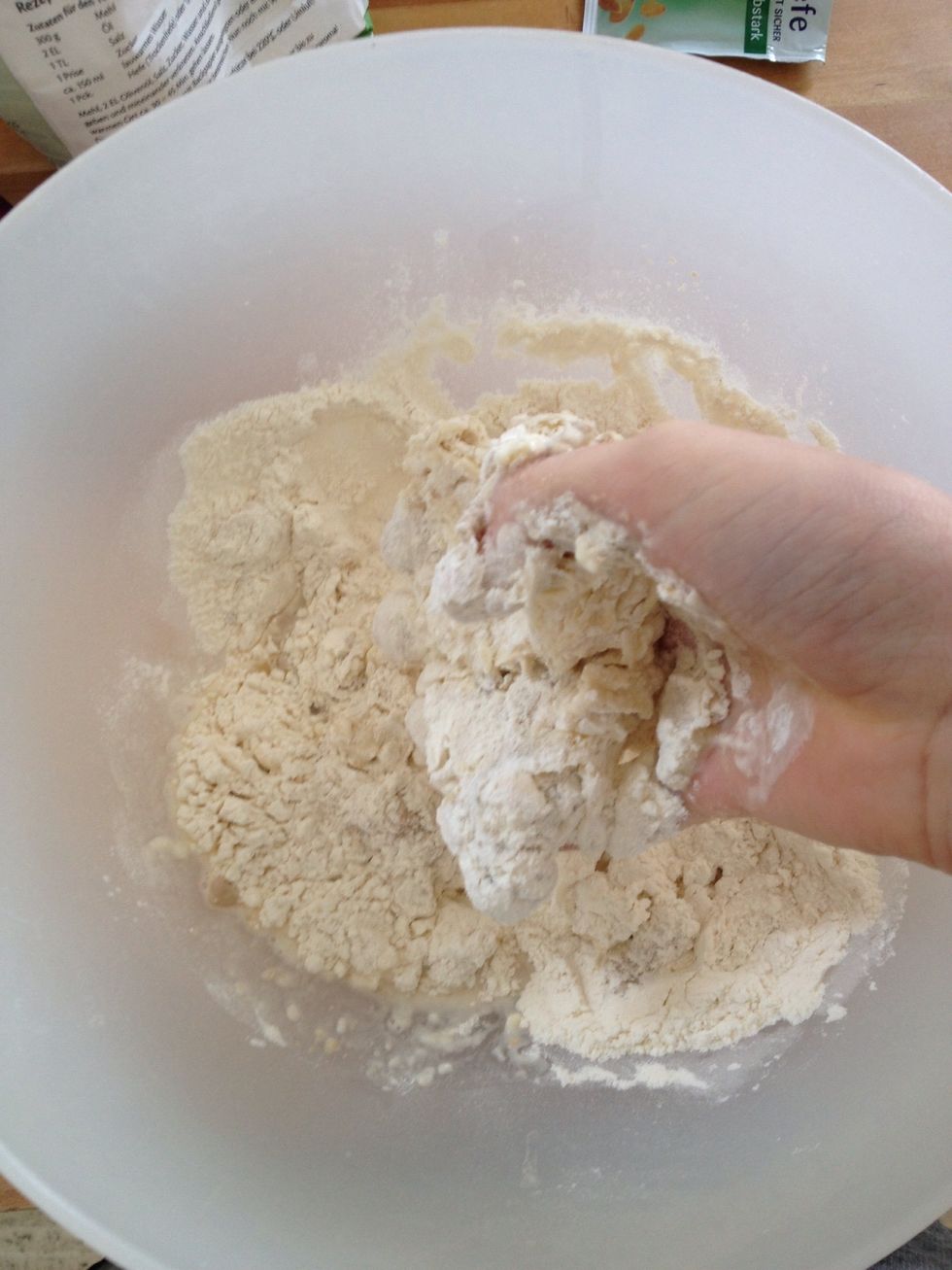 Now knead the dough until it's solid.