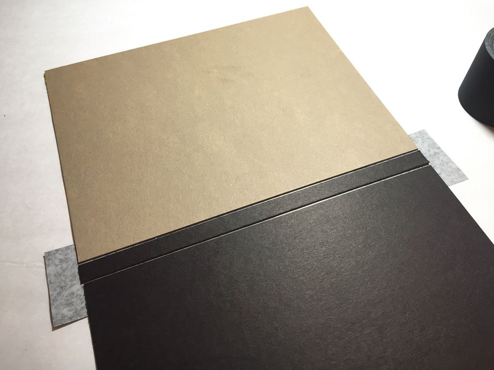 now lay back cover next to spine piece, again leaving a small gap.