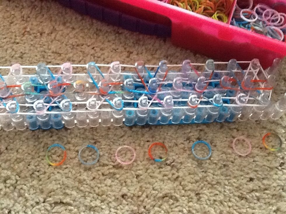 Now lay out 7 rubber bands