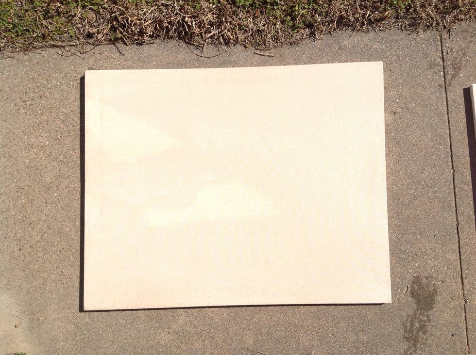 Now let dry. This shrinks the canvas to the boards so it fits nicely and tightens the wrinkles away.