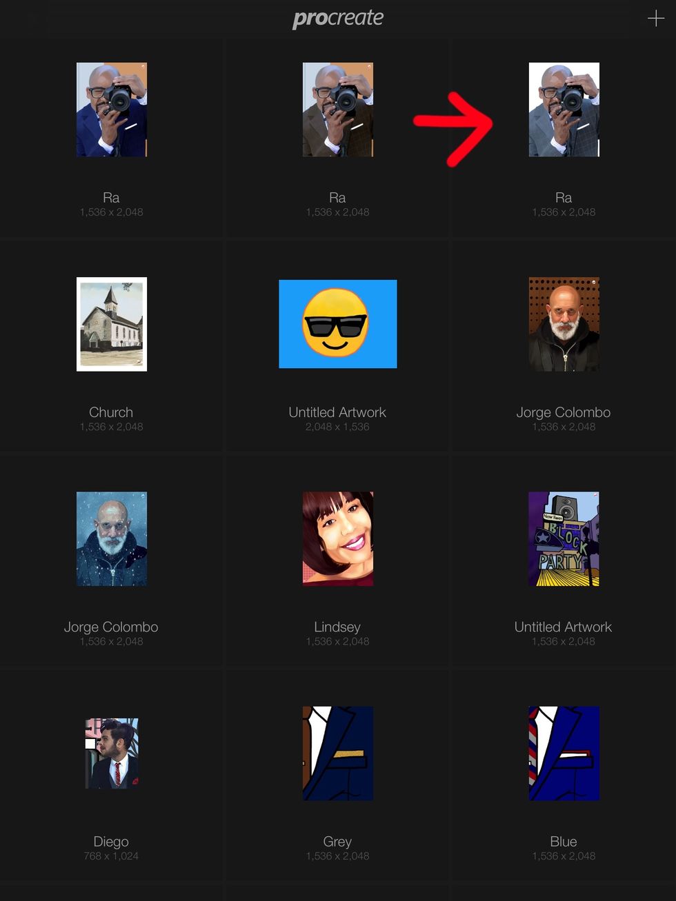 Now let's open up one of my finished portraits.