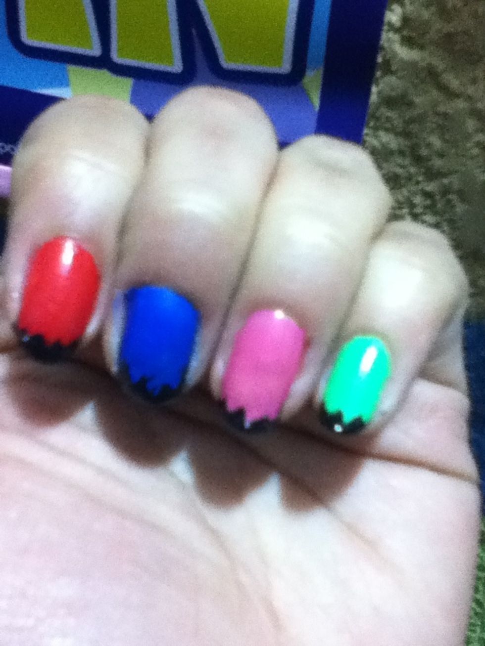 Now let's start with the ghosts  With a black striper create little triangles on the tips to create them