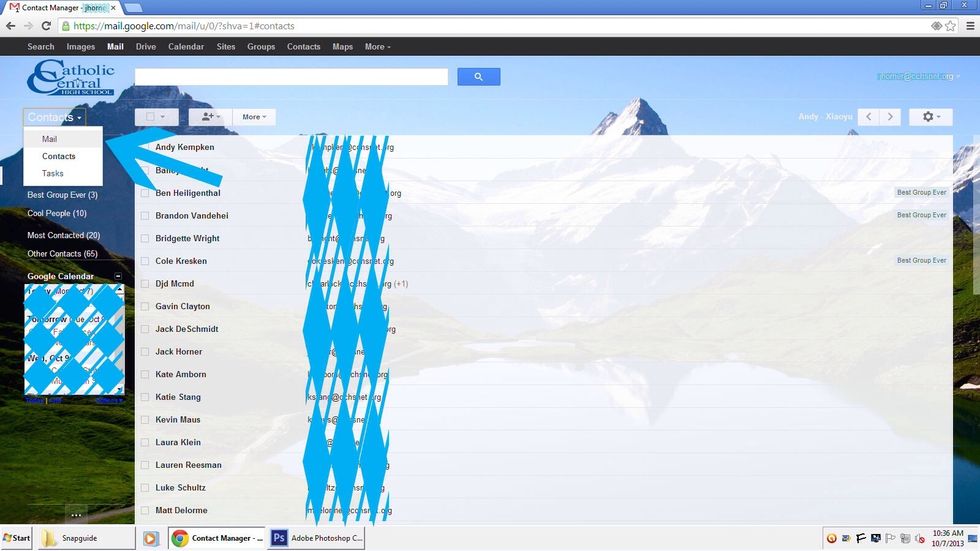 Now let's test out this new Group! Click Contacts in the top left corner, then click Mail