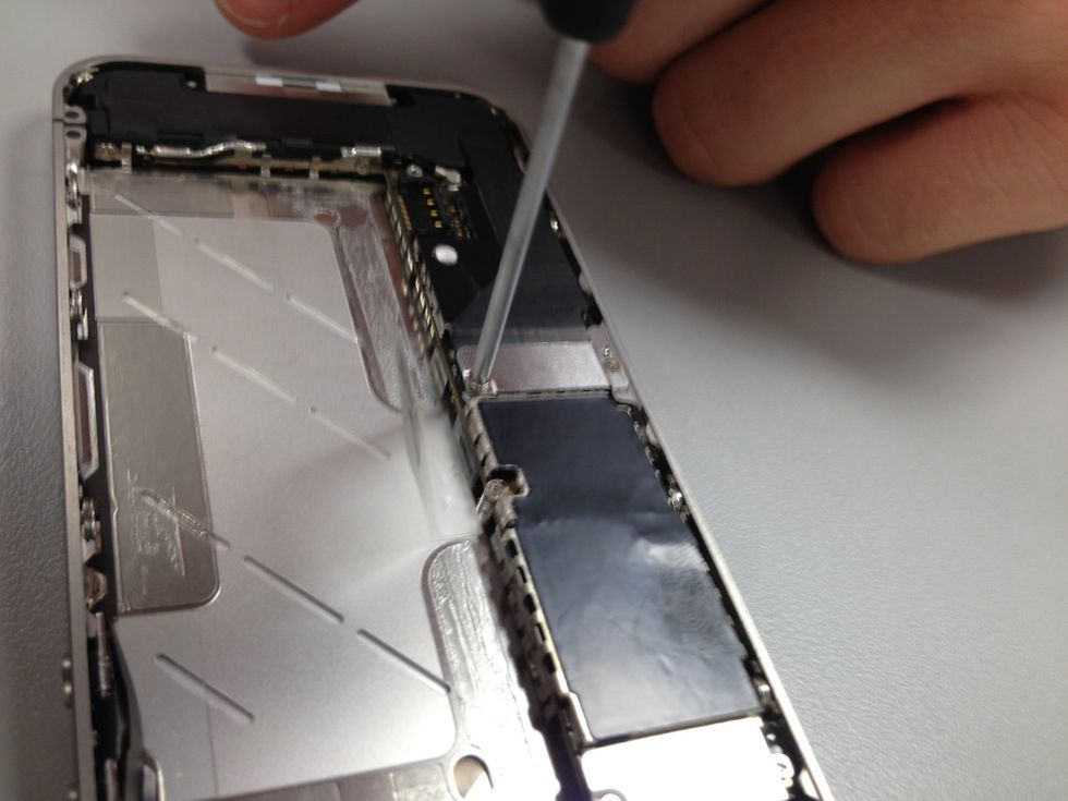 Now let's this remove the cover over the dock connector. There are two screws to remove, get your tiny Phillips head screwdriver.