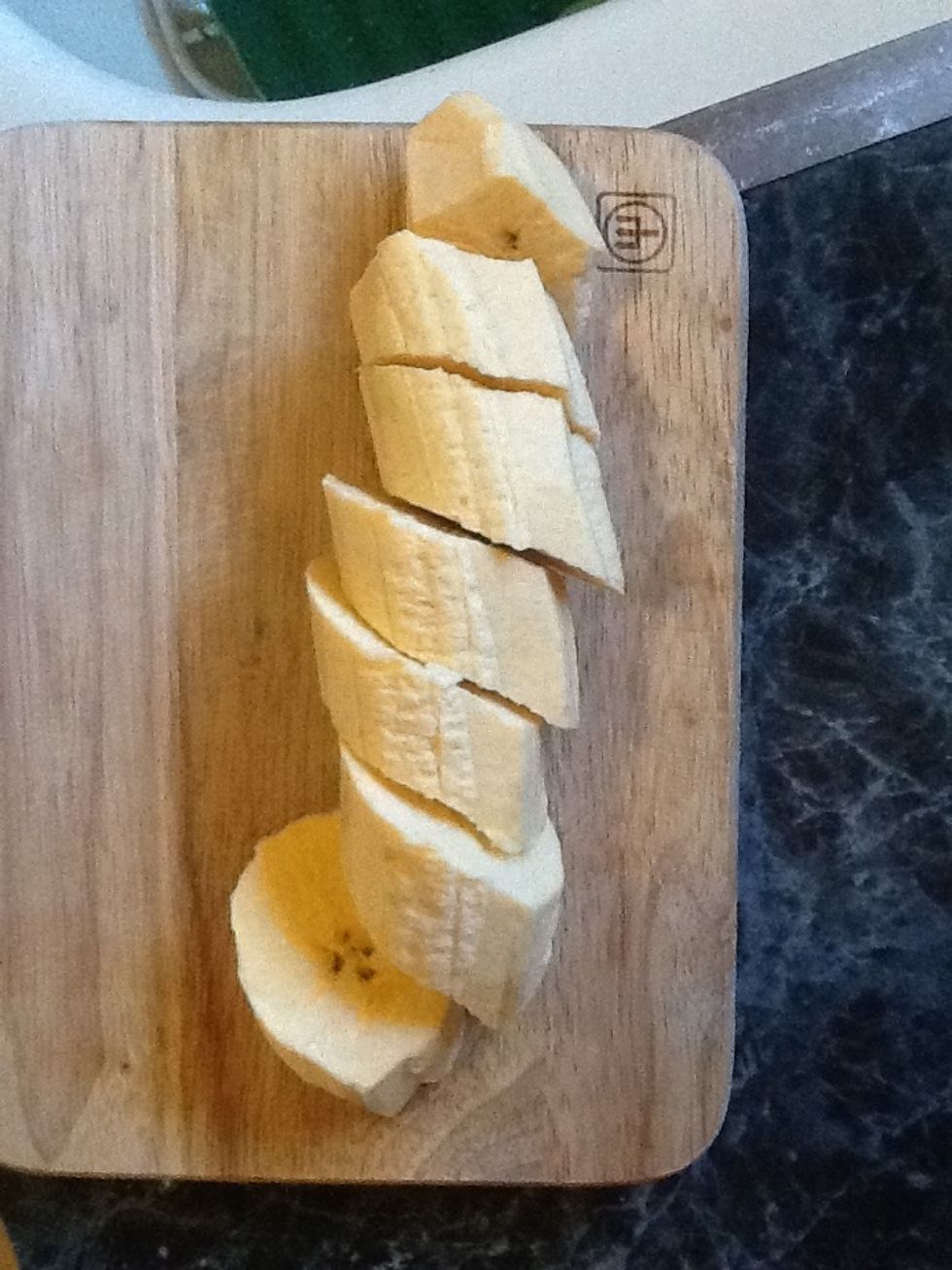 Now lets make our mofongo. Peel the green plantains and cut them diagonally like mine above. This much plantain will make one mofongo, use more plantains for a larger and richer mofongo .