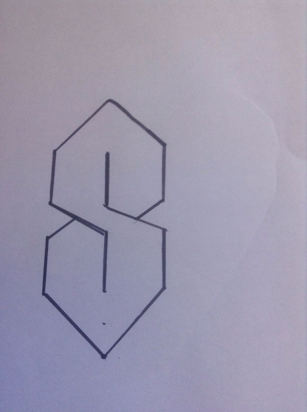 Now link the top right line diagonally to the middle of the line you just did and the bottom left line to the other diagonal line.