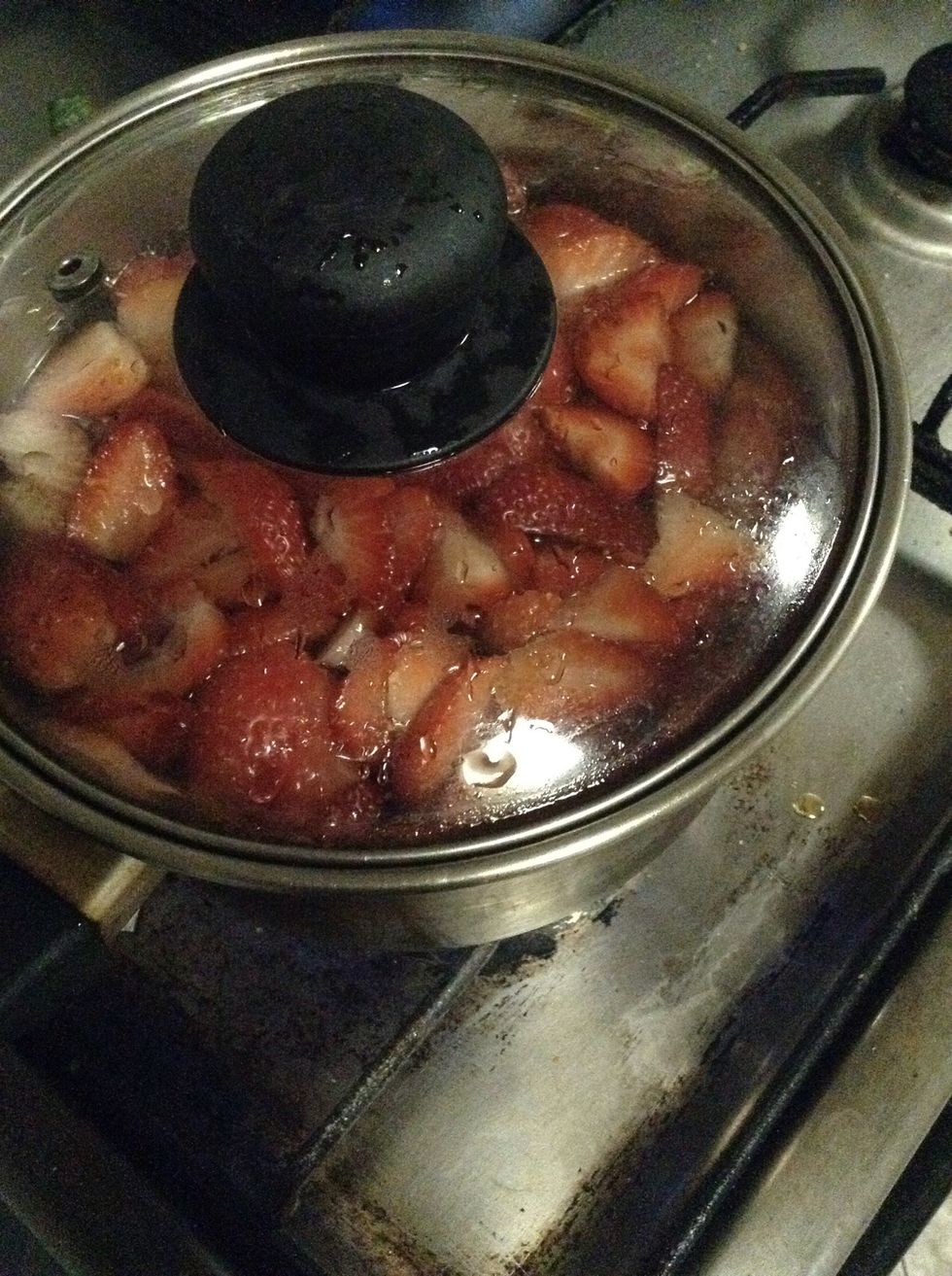 Now lower you heat and let it cook for 1 hour or till the strawberry is all saut\u00e9 and mixture is lil thick
