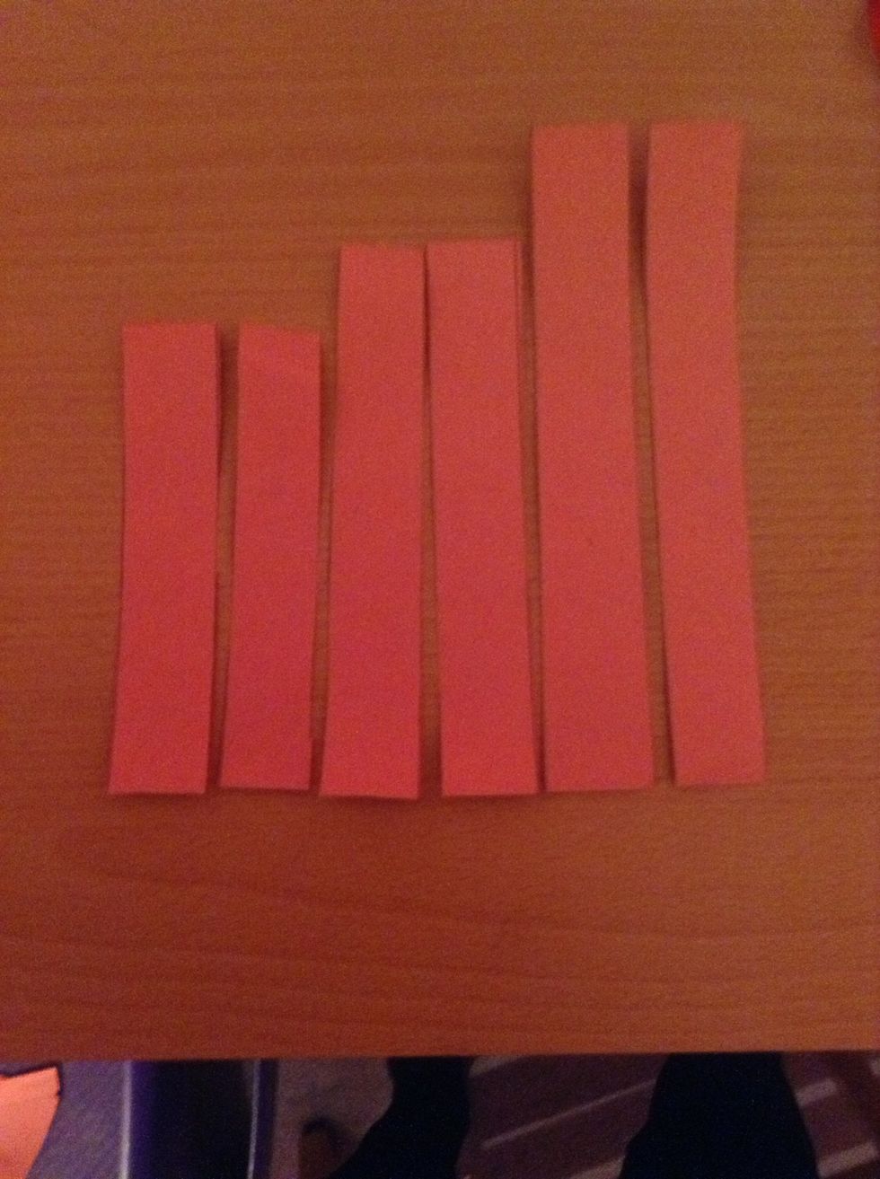 Now make 4 of the strips smaller using the lines you made earlier.