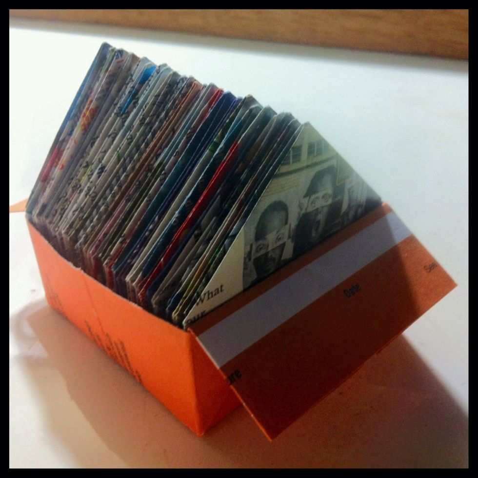 Now make a bunch more out of the magazine pages! I used an old Reader's Digest. It's a perfect size for single servings.
