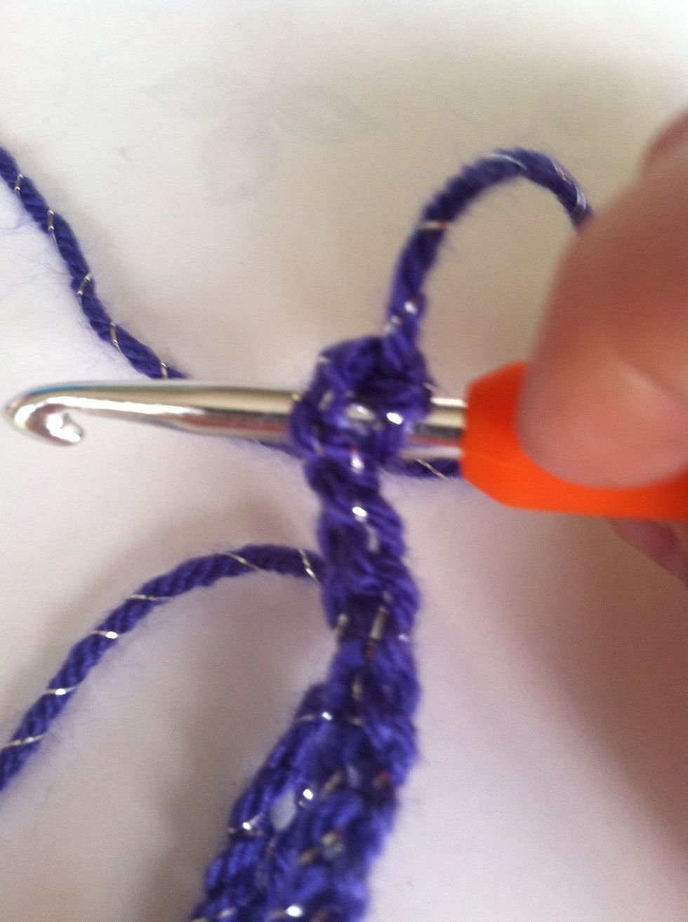 Now make an extra two chains then count below to chains and insert your hook in it