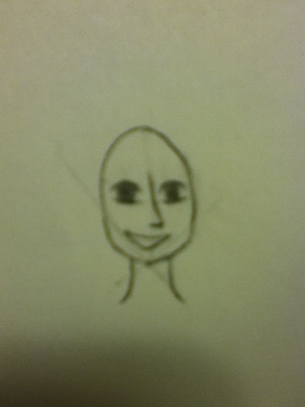 Now make and color in the pupils/ irises for the eyes( the pupil and iris are the same thing in my style of drawing). It is basically a small circle.
