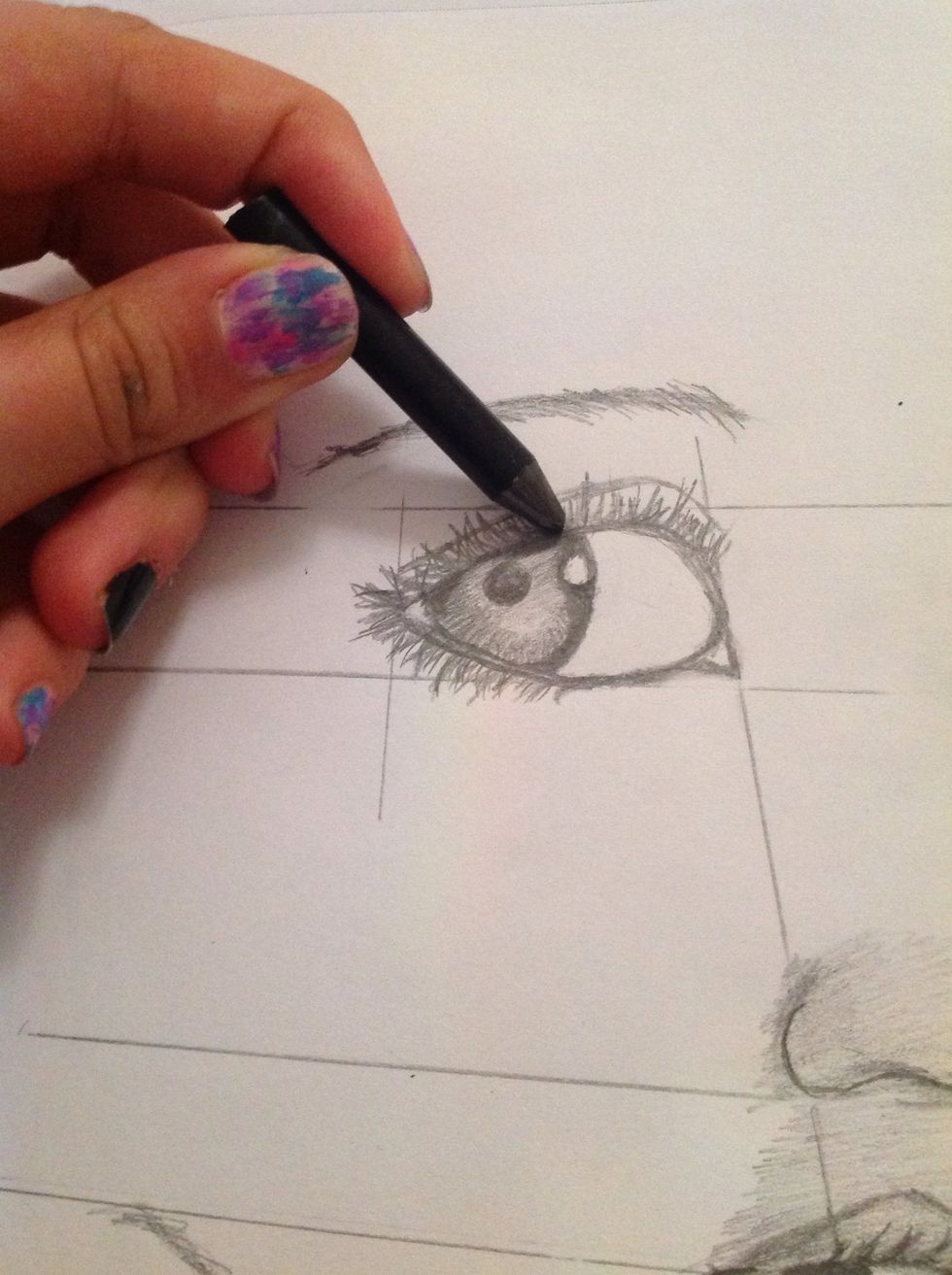 Now make some very black shade only on one side in each eye.