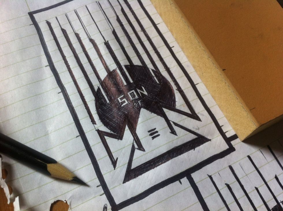 now, mark all the major intersections of your design on the edges. you need to redraw your design on the linoleum block, an this will help you trace it in.