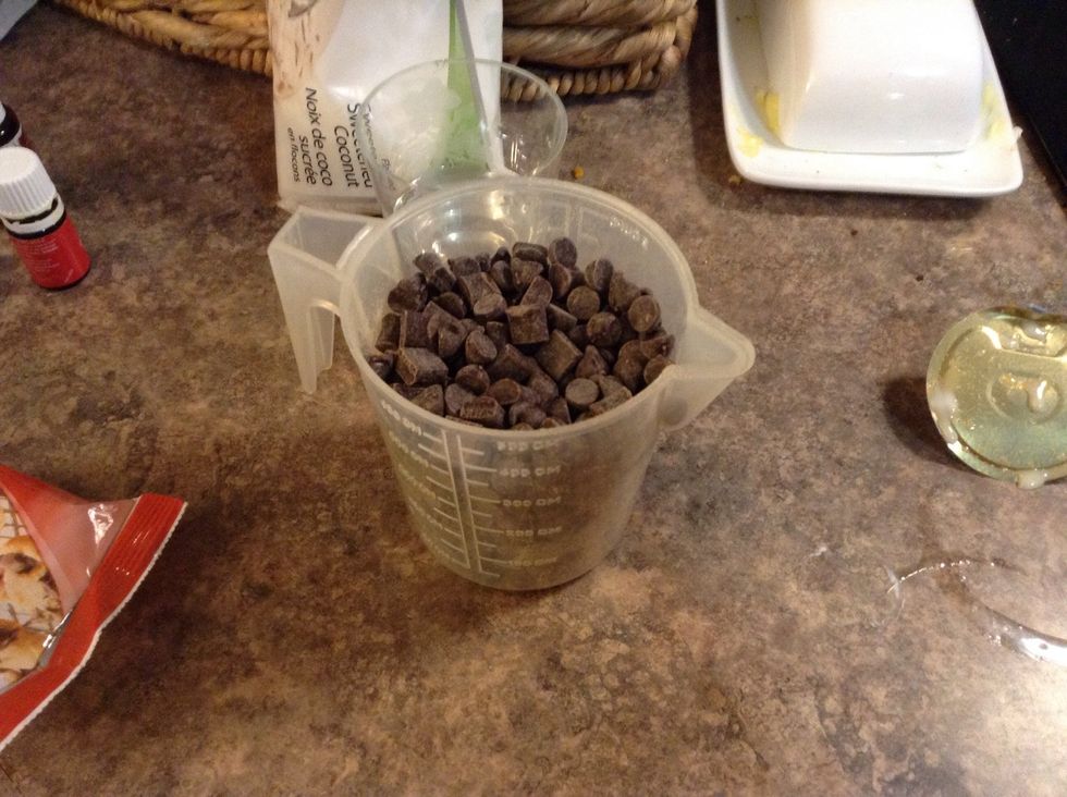 Now measure your chocolate chips