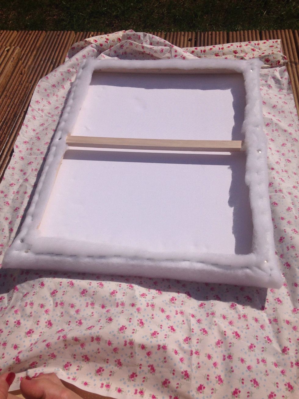 Now measure your chosen fabric. Making sure to leave about 4 inches all the way round.