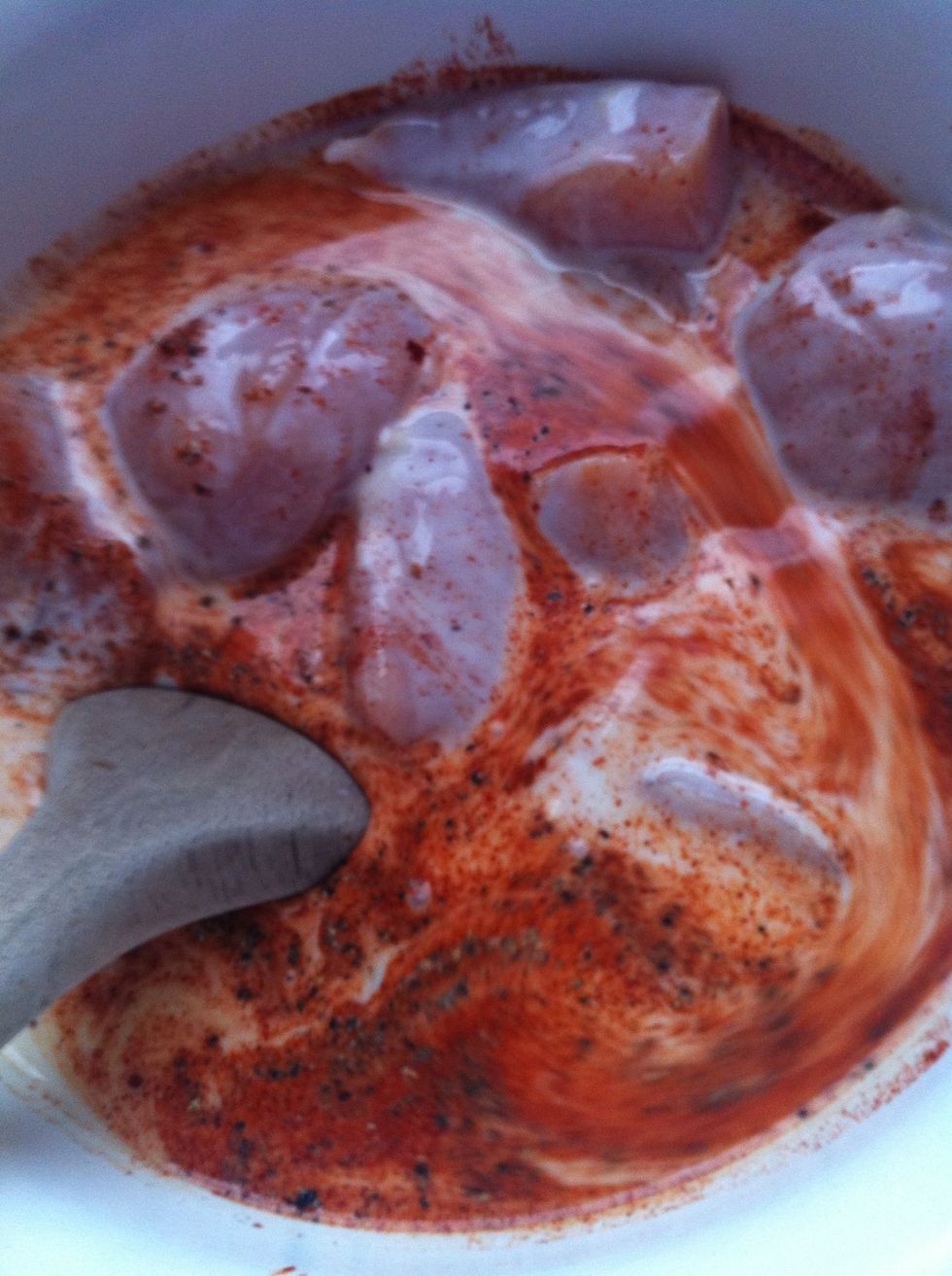 Now mix all the chicken together...