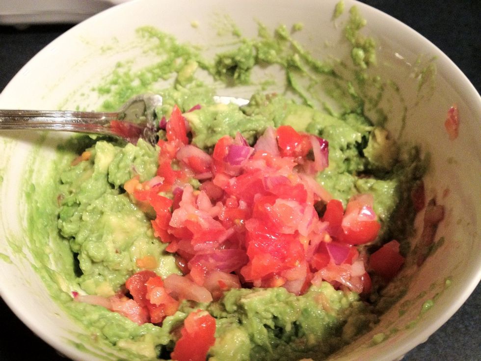 Now mix in the onion-tomato mix (or the rest of it if you added some earlier)