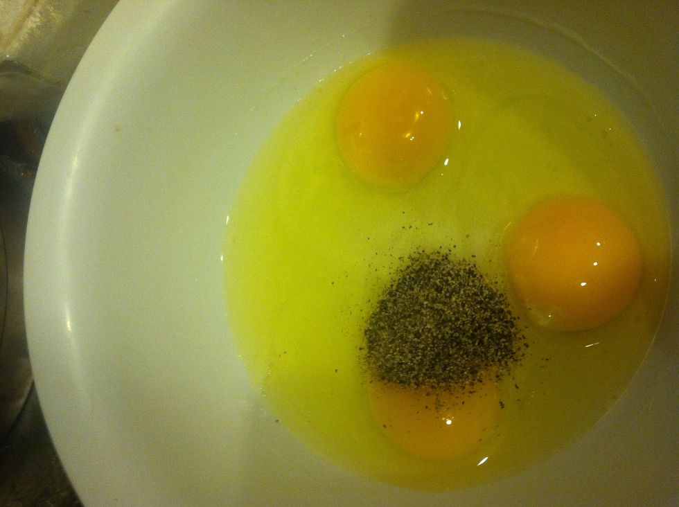 Now mix salt, pepper & eggs\u27a1