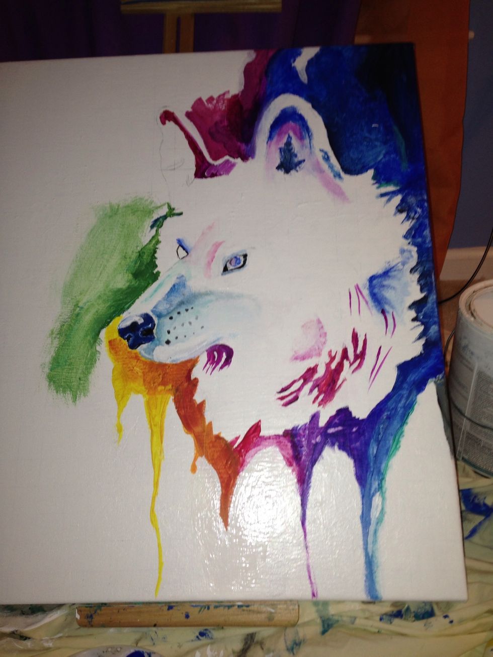 Now moving to the warmer colors, add them around the nose.