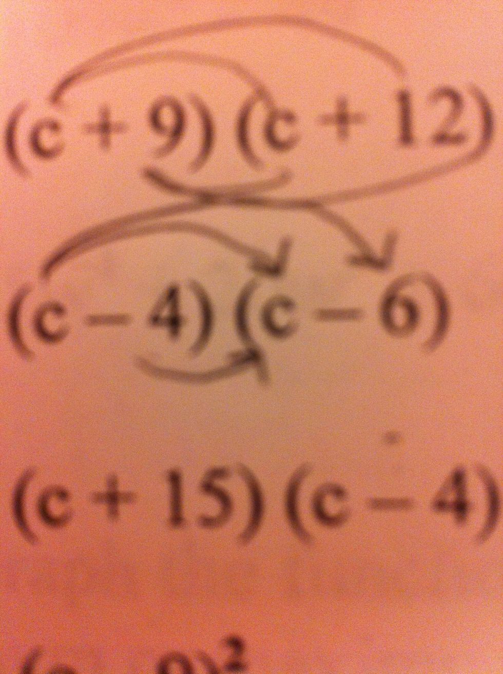 Now multiply the INNER terms, -4c