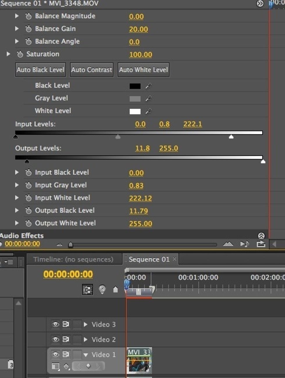Now my blacks are too dark. I adjust these by sliding the black triangle in the OUTPUT levels to the right.