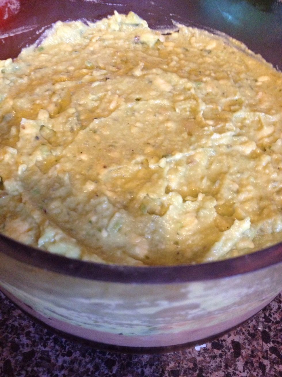 Now next layer is guacamole  I've added garlic, salt, and chili