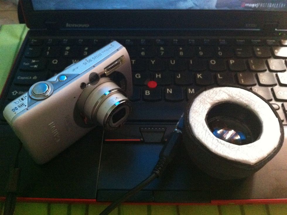 Now O ring LED light ready to attached with pocket camera