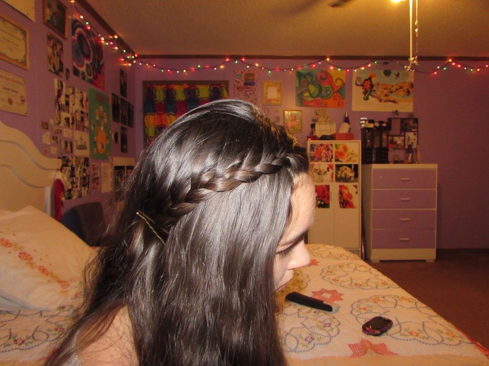 Now, only take in hair from the top! That is all you will do for this braid! After you add in hair three strand braid ONCE, and then repeat the process.