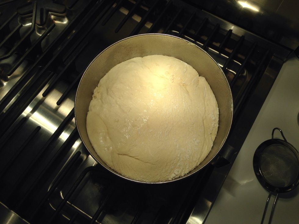 Now, open the dishwasher, hold the bowl under it and scrape the dough in. If you had the impression that this method would keep all the flour off the floor, I apologize . No way.