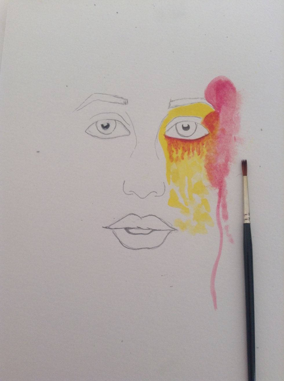 Now paint some pink next to the eye and make it like it's falling down.