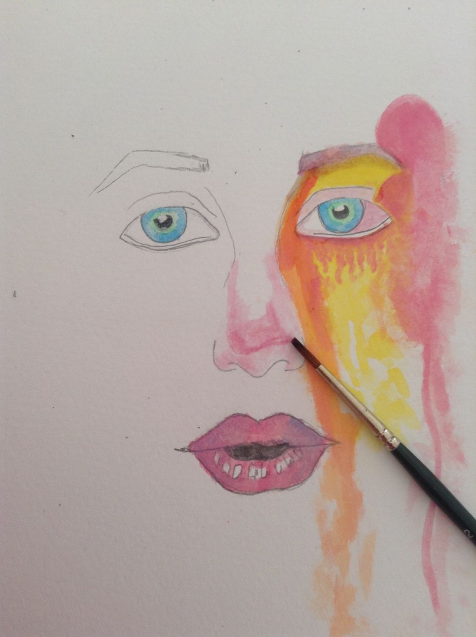 Now paint the places that I painted with light pink!