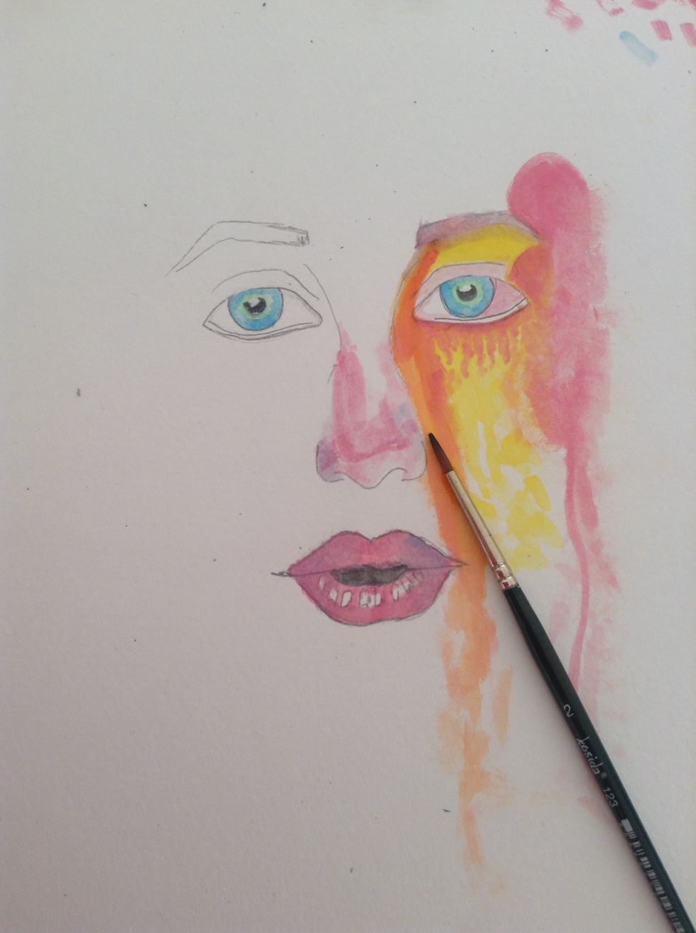Now paint the sides of the nose with light blue=purple!