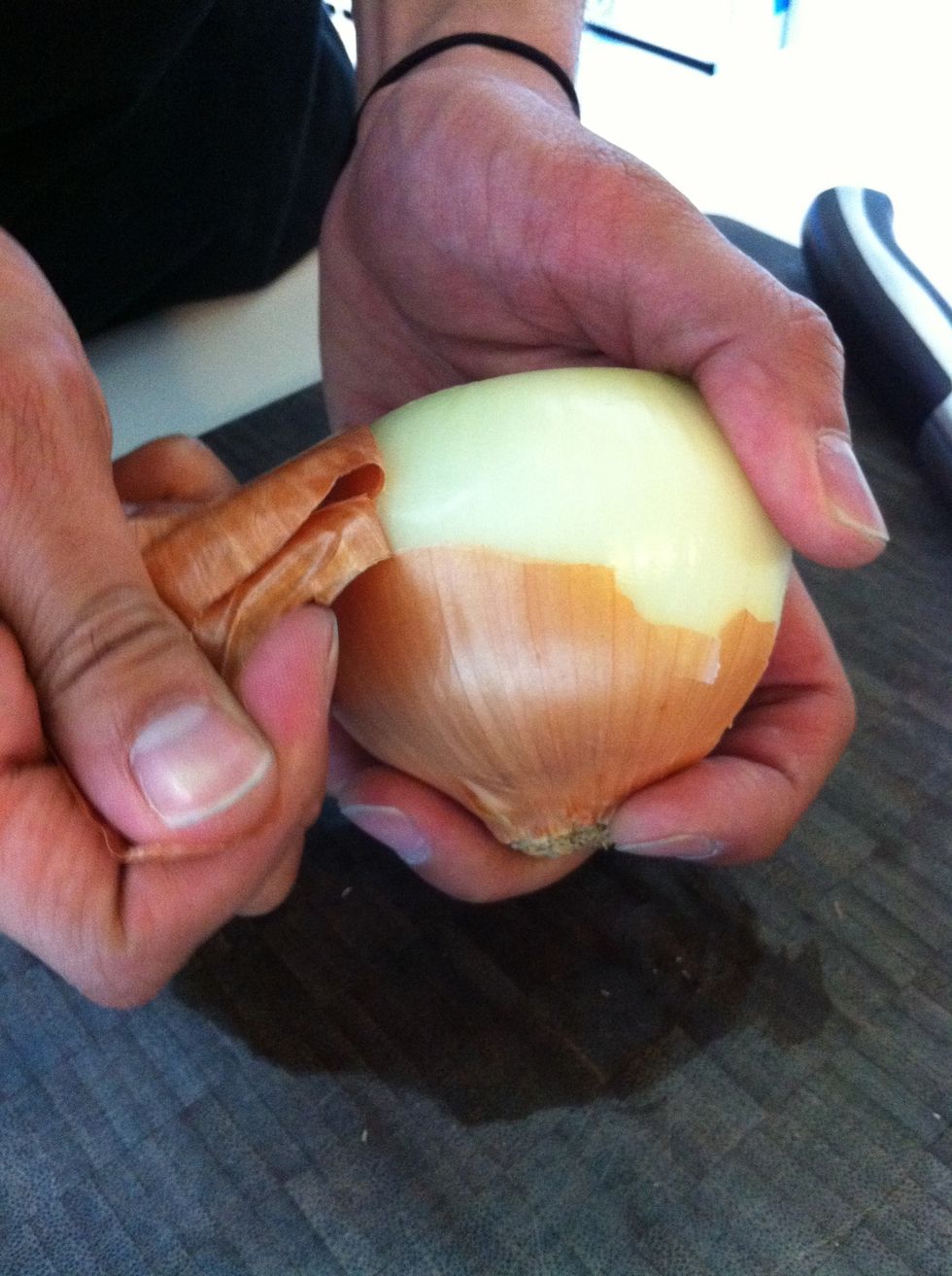Now peel the skin off both halves