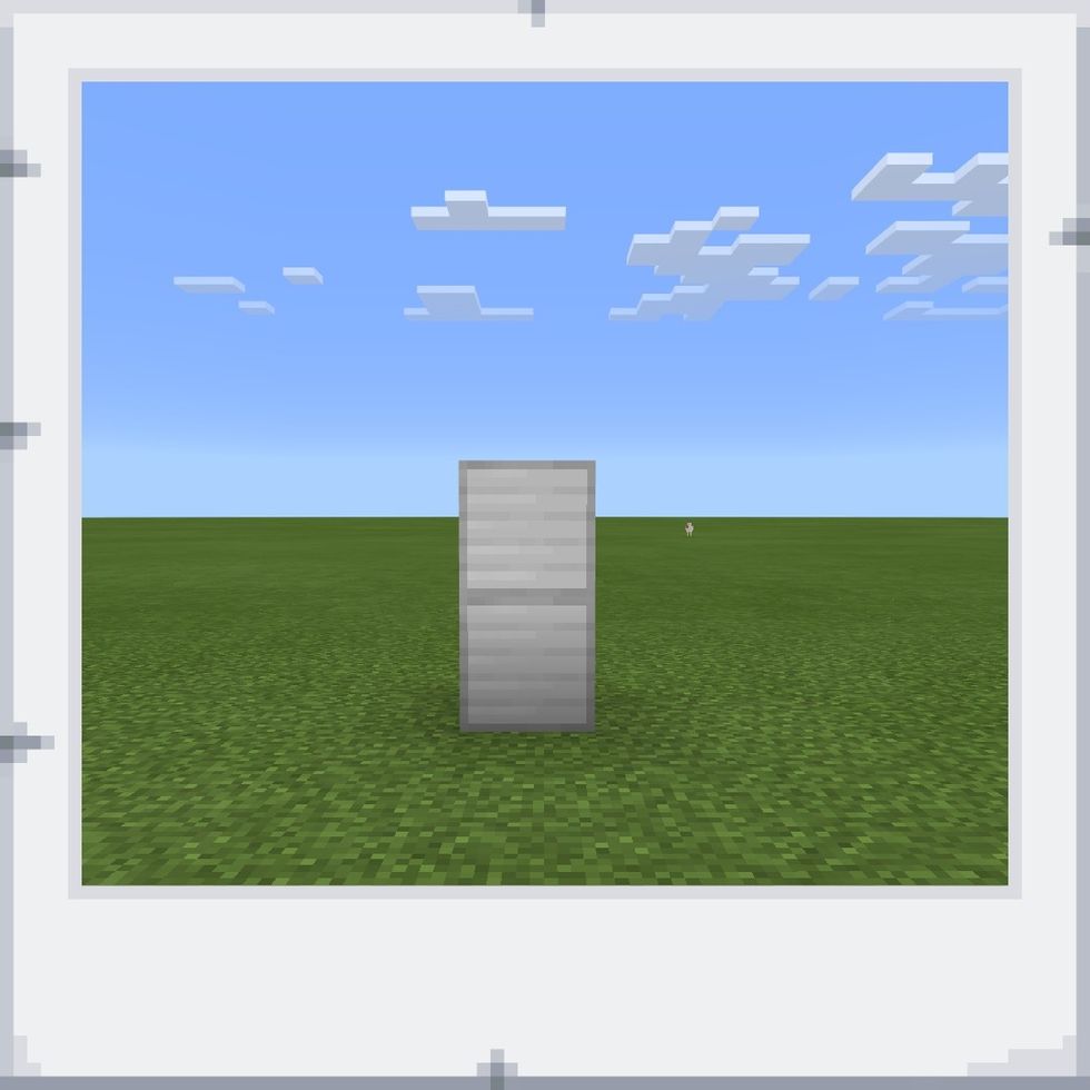 Now, place a block of iron on top of the block of iron you placed in step one.