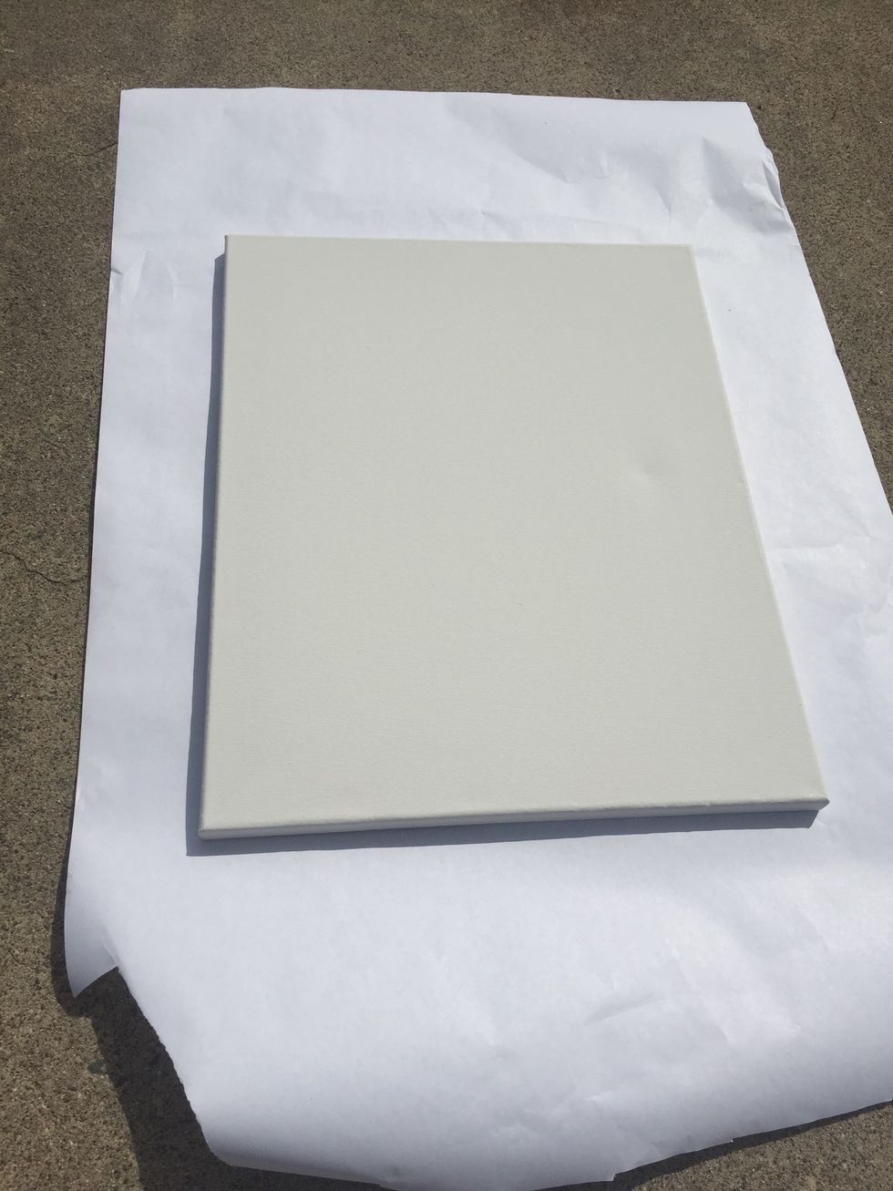 Now place your garbage bag or big paper on a flat surface and place your canvas on top of it.