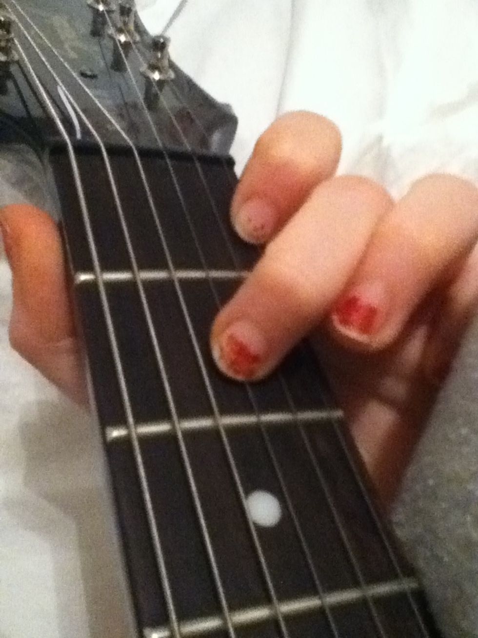 Now place your middle finger at the fourth string (G string) on second fret.