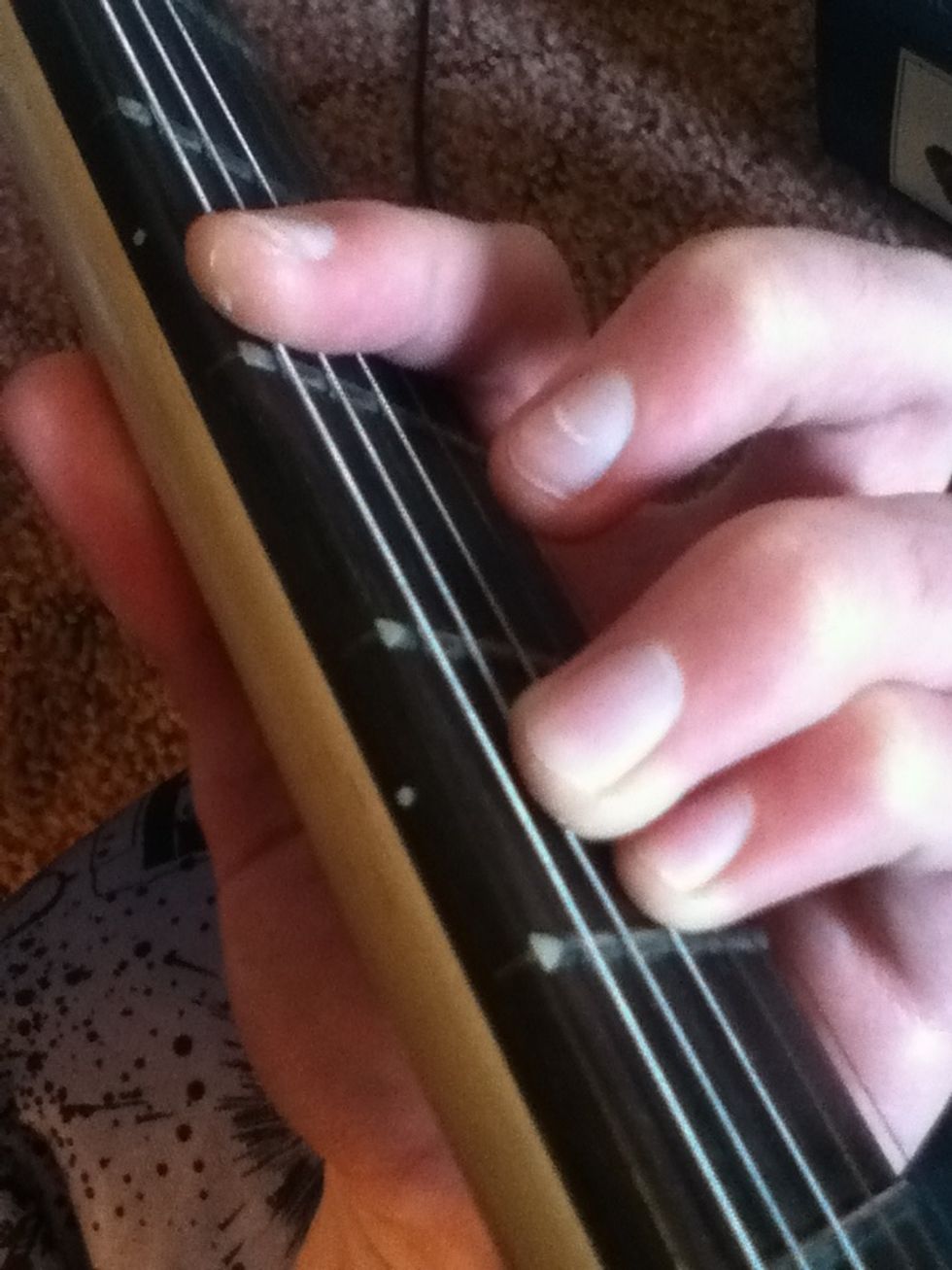 Now place your ring finger where you would in a major, but don't bar it, then place the pinky underneath it.