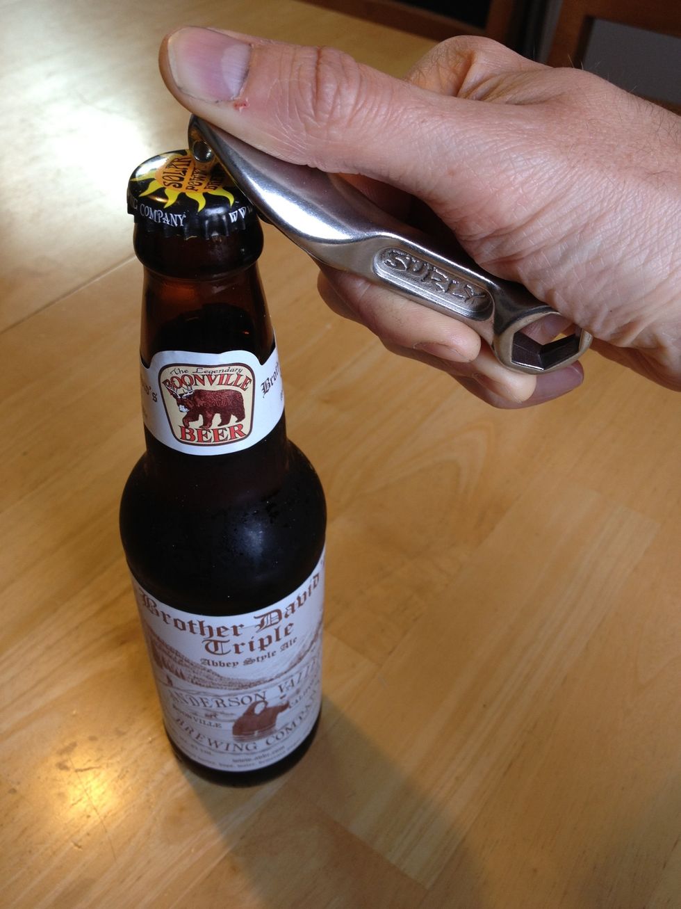 Now pop open a cold brew. Professional bike mechanics always have a tasty microbrew on hand while they work. With any luck your 15mm wrench has a built in bottle opener for this very reason.