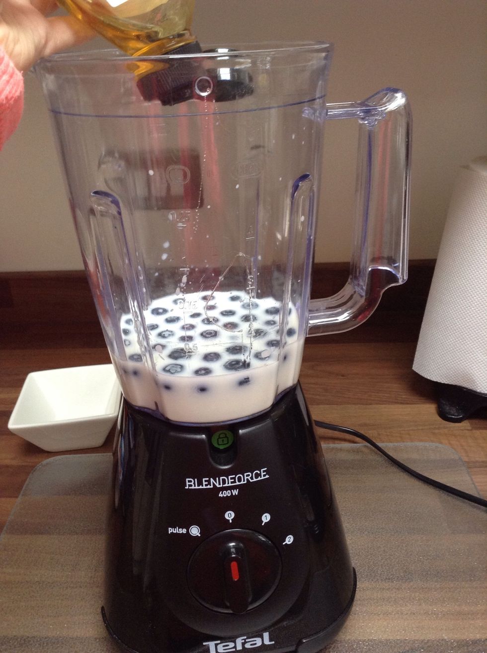 Now, pour 2 tablespoons of honey in.