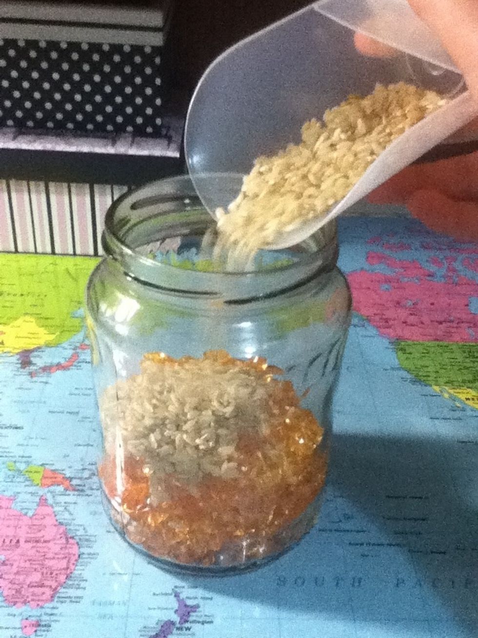 Now pour in about another third of rice