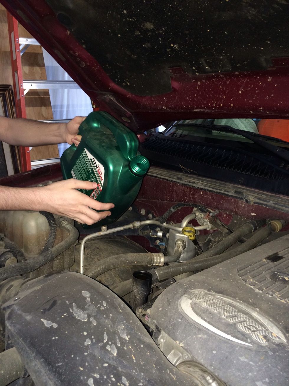 Now pour the oil.. (It would be smart to use a funnel of some sort)