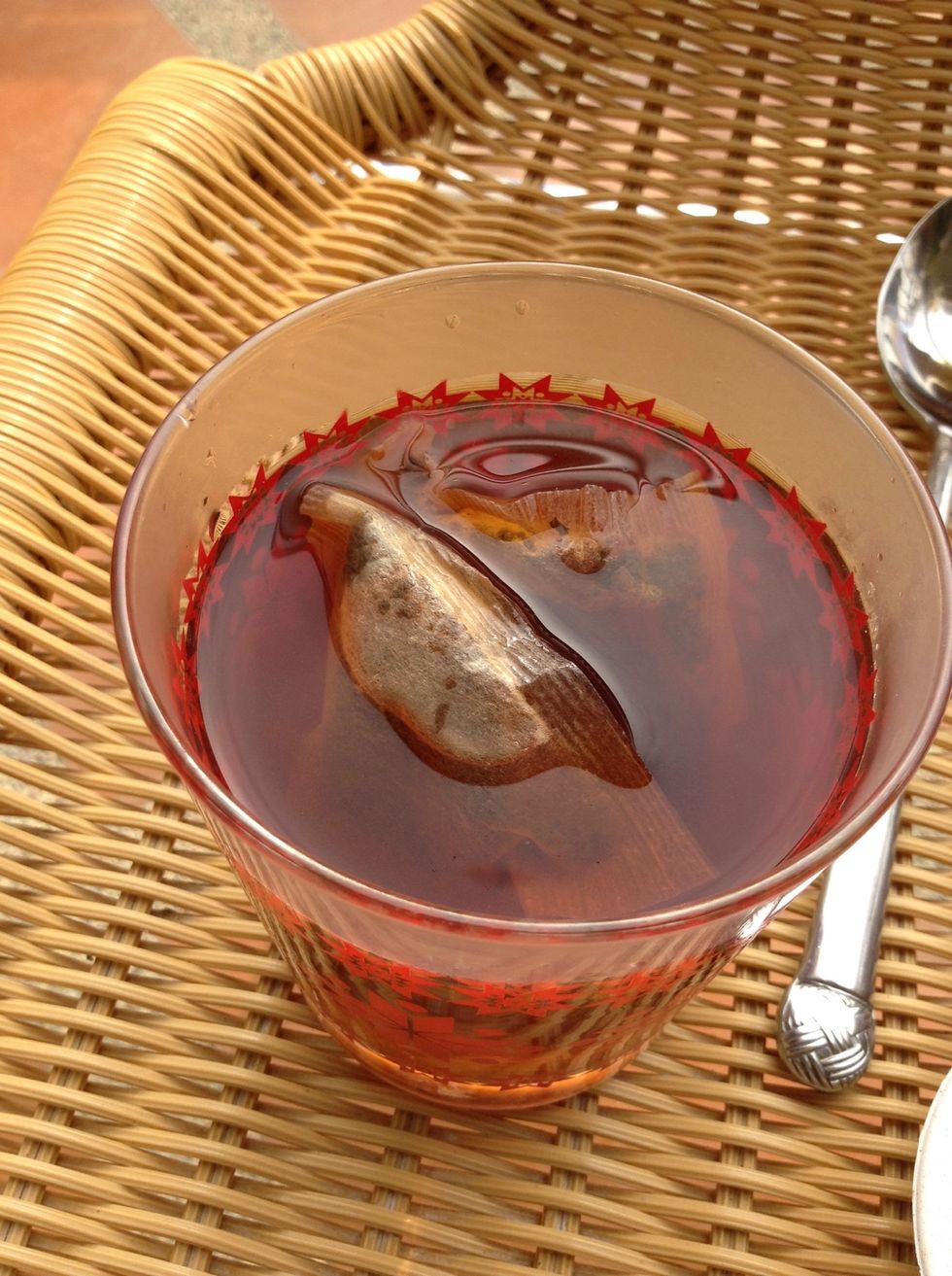 Now pour water until the cup is full. This is the lightest shade.