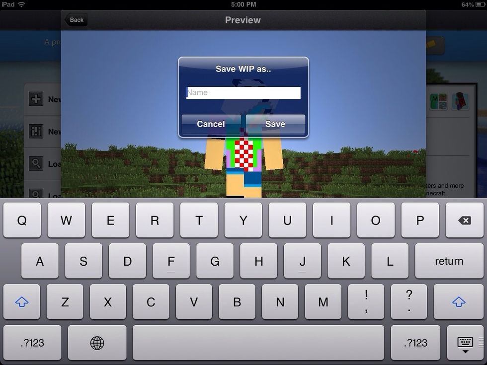 Now press save to work in progress