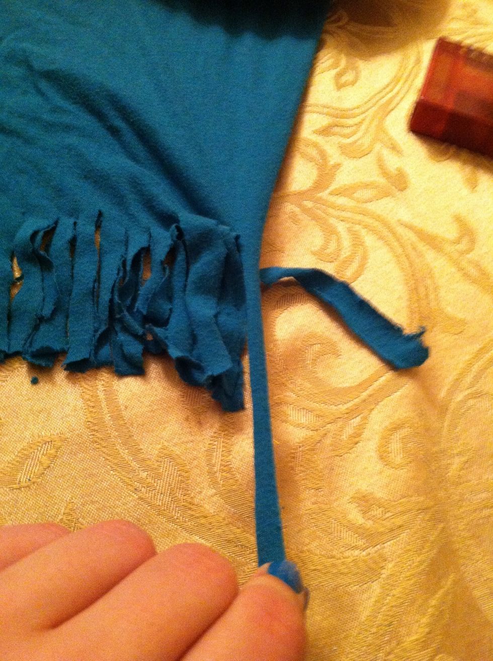Now pull in the strips you have cut to make them longer.