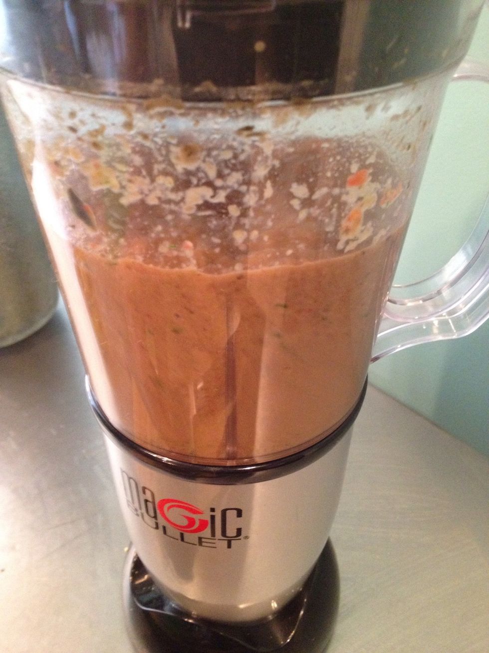 NOW pulse until you reach your desired salsiness. this is not a chunky salsa, so don't be alarmed that it doesn't look like salsa from a jar. add plenty of salt and pepper to taste!