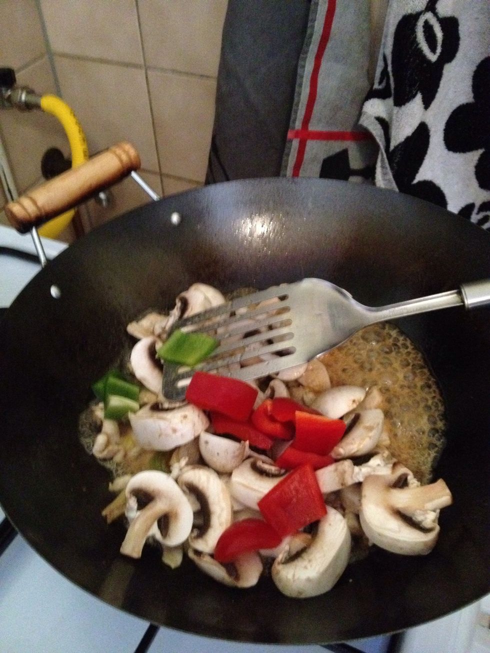Now put all your mushroom and paprika,you don't need to add extra salt or sugar