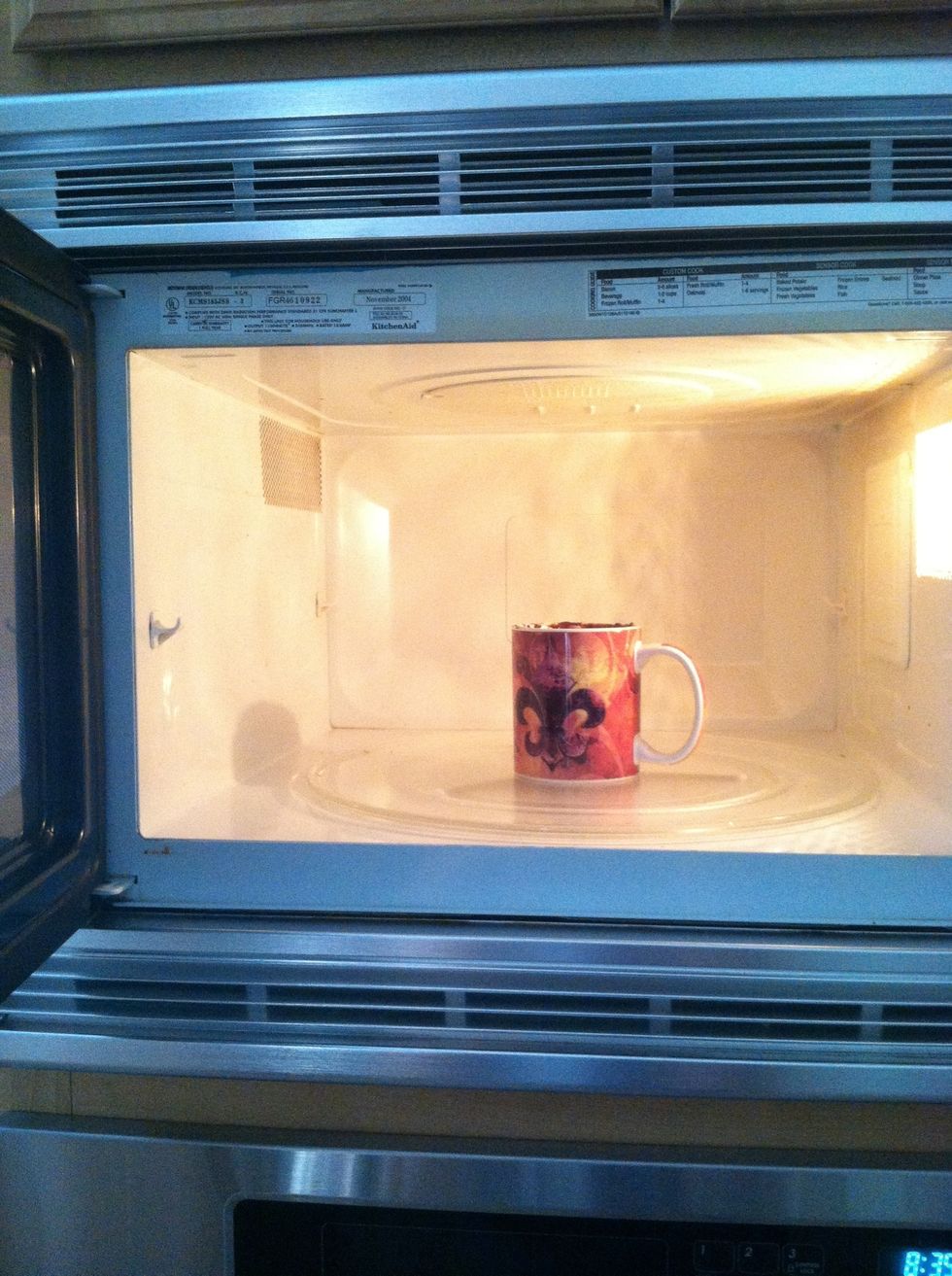 Now put it in the microwave on high for 1 1/2 -2 minutes.